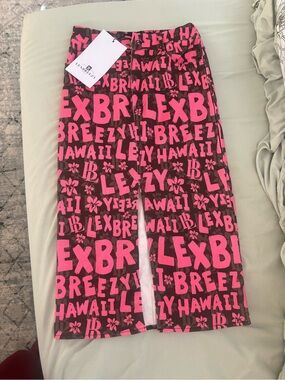 LexBreezy Hawaii Graffiti Black Pink XS Denim Cargo Skirt